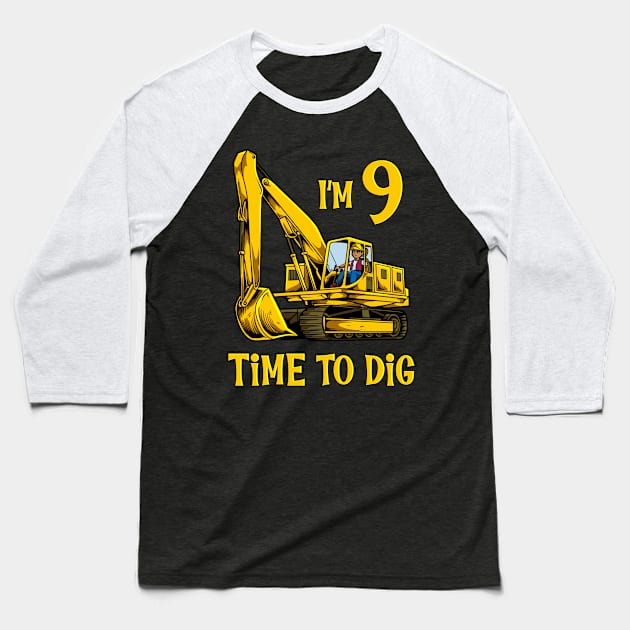 I'm 2 - time to dig - excavator 2 year old birthday Baseball T-Shirt by Modern Medieval Design